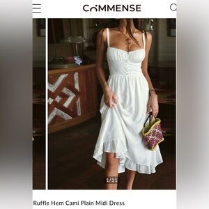 Commense ruffle hem cami midi corset dress, s, white
